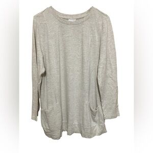 J Jill Tan & Cream Heathered Long Sleeve Tunic in Size Large.